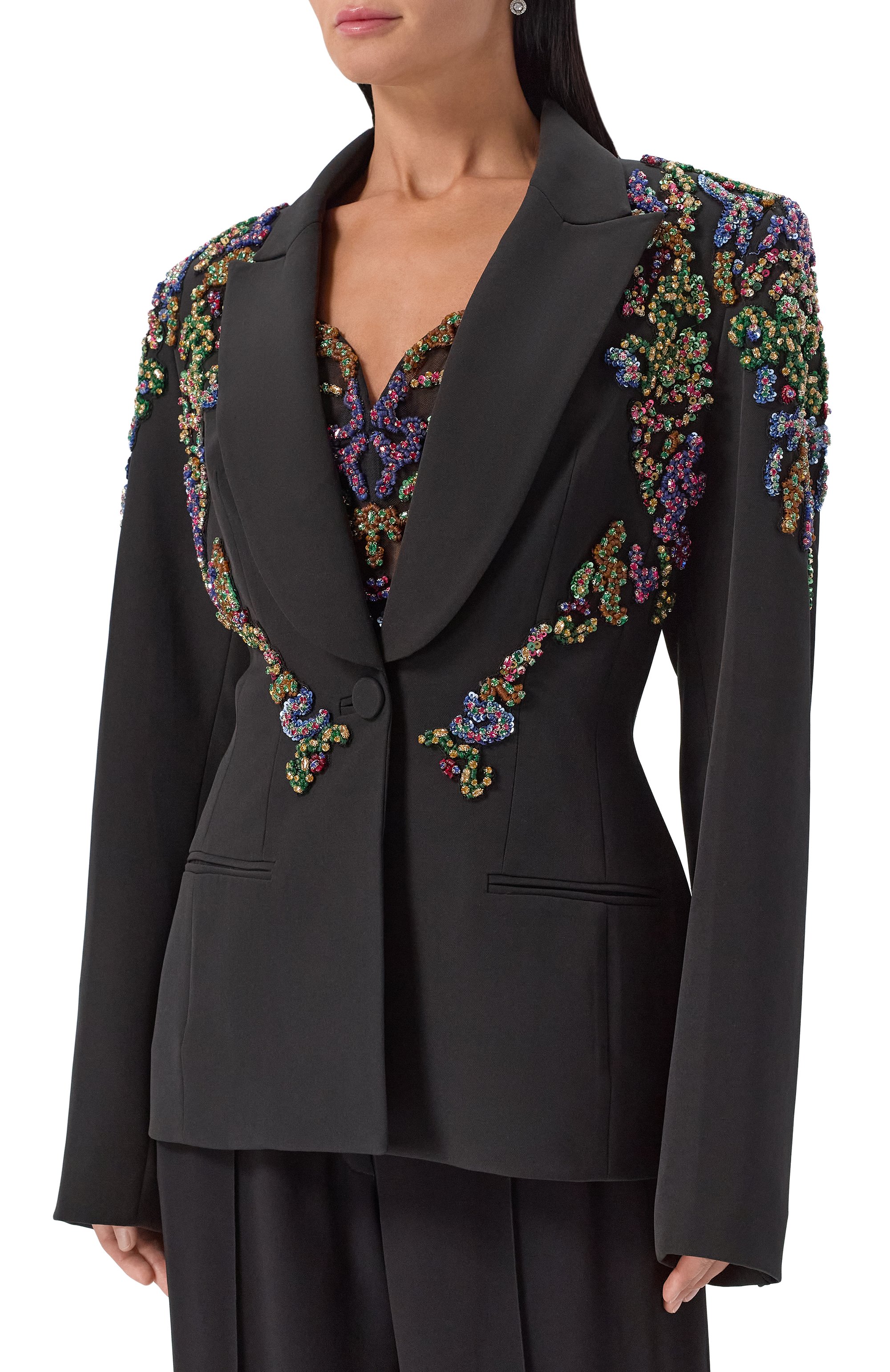 Жакет с отделкой стразами и пайетками ZUHAIR MURAD, арт. PJK25001/CRCA019, фото 3