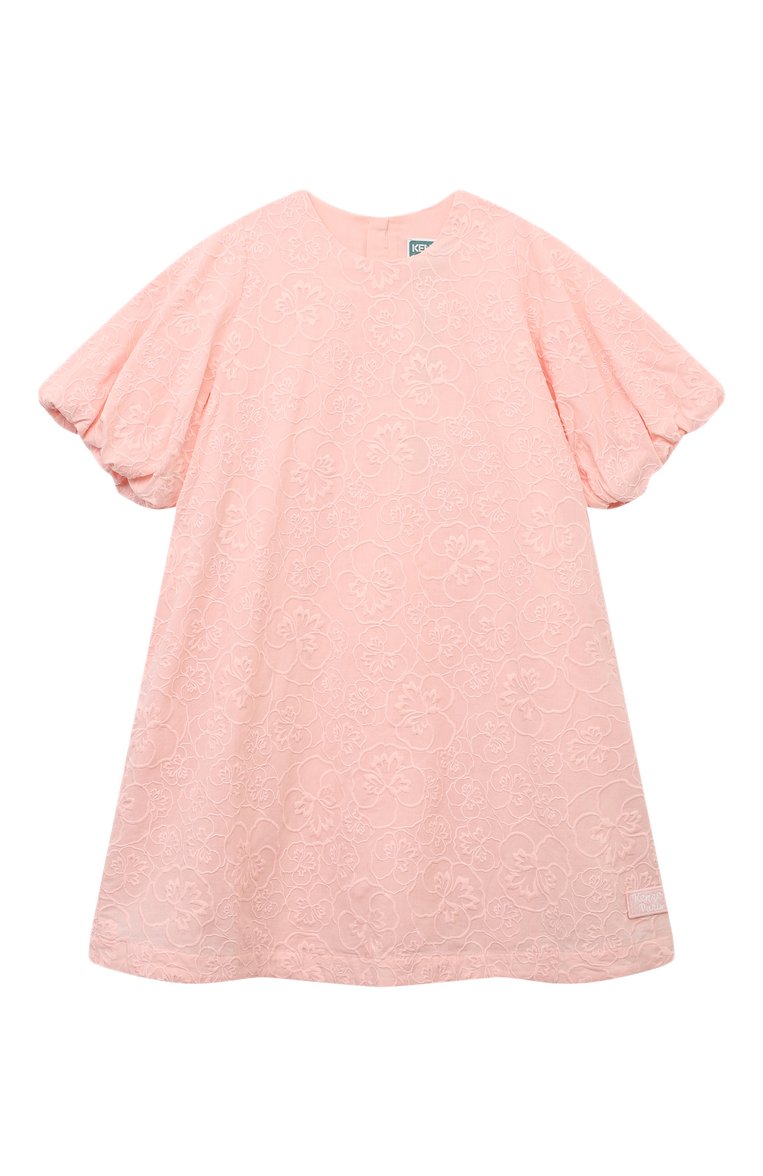 Детское хлопковое платье KENZO светло-розового цвета, арт. K60223/6-12 | Фото 1 (Материал подклада: Хлопок; Рукава: Короткие; Материал внешний: Хлопок; Случай: Повседневный; Девочки Кросс-КТ: Платье-одежда; Автоматизация состава: Проставлено; Автоматизация ТО: Проставлено; Ростовка одежда: 8 лет | 128 см, 12 лет | 152 см, 6 лет | 116 см, 10 - 11 лет | 140 - 146см)