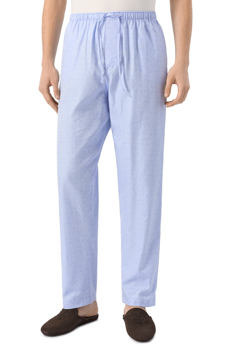Мужские хлопковые домашние брюки ZIMMERLI голубого цвета, арт. 4286Z-75182 | Фото 3 (Материал внешний: Хлопок; Длина (брюки, джинсы): Стандартные; Кросс-КТ: домашняя одежда; Автоматизация состава: Проставлено; Автоматизация ТО: Проставлено)