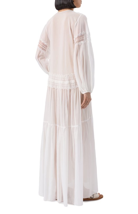 Платье из хлопка и шелка Ermanno Scervino D464Q620RUQ Белый  D464Q620RUQ Фото 4