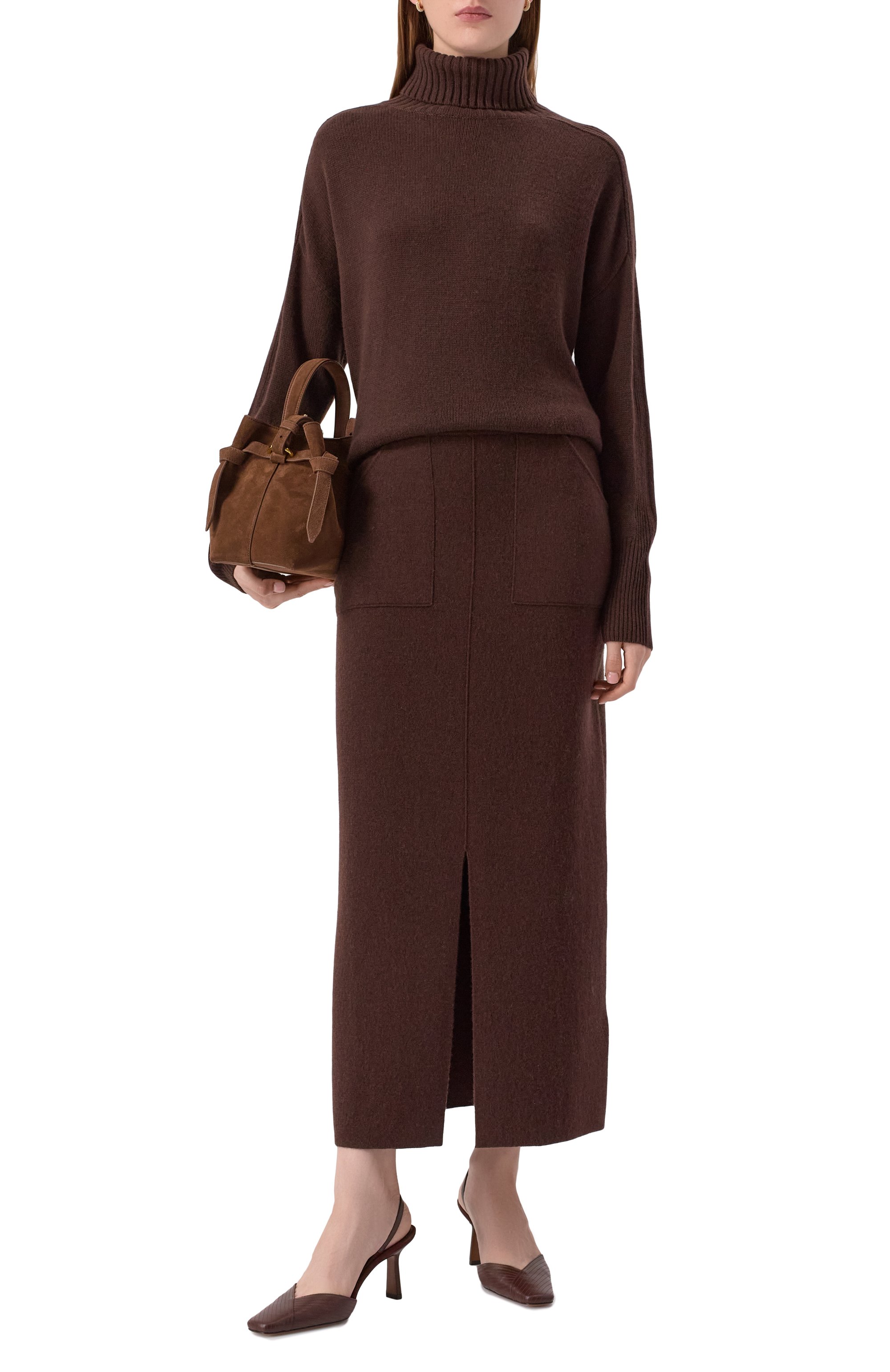 Юбка из шерсти и кашемира ALLUDE коричневого цвета по цене 65950 руб., арт. 255/17617, фото 2 Юбка из шерсти и кашемира ALLUDE, арт. 255/17617, фото 2