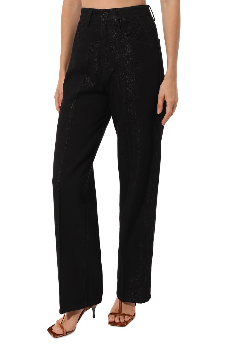 Женские джинсы KITON черного цвета, арт. DJ53102XC5003 | Фото 3 (Длина (брюки, джинсы): Стандартные; Материал внешний: Хлопок, Деним; Стили: Кэжуэл; Кросс-КТ: Деним; Силуэт Ж (брюки и джинсы): Широкие; Автоматизация ТО: Проставлено; Автоматизация состава: Проставлено)