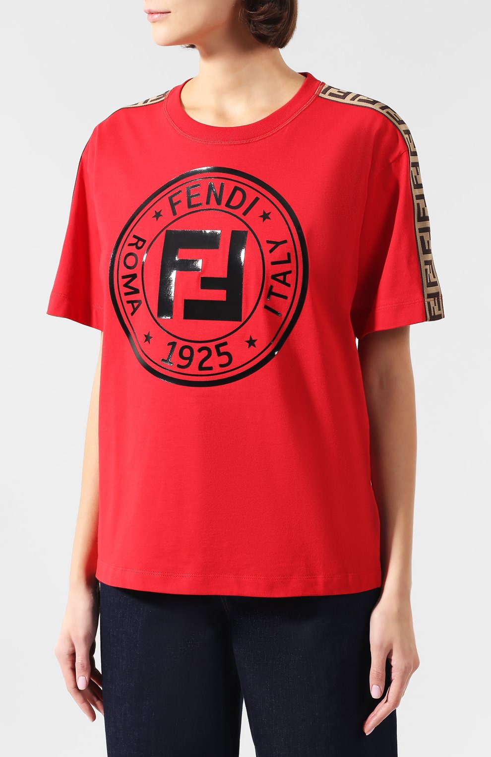 Хлопковая футболка FENDI, арт. FAF073 AB4E, фото 3