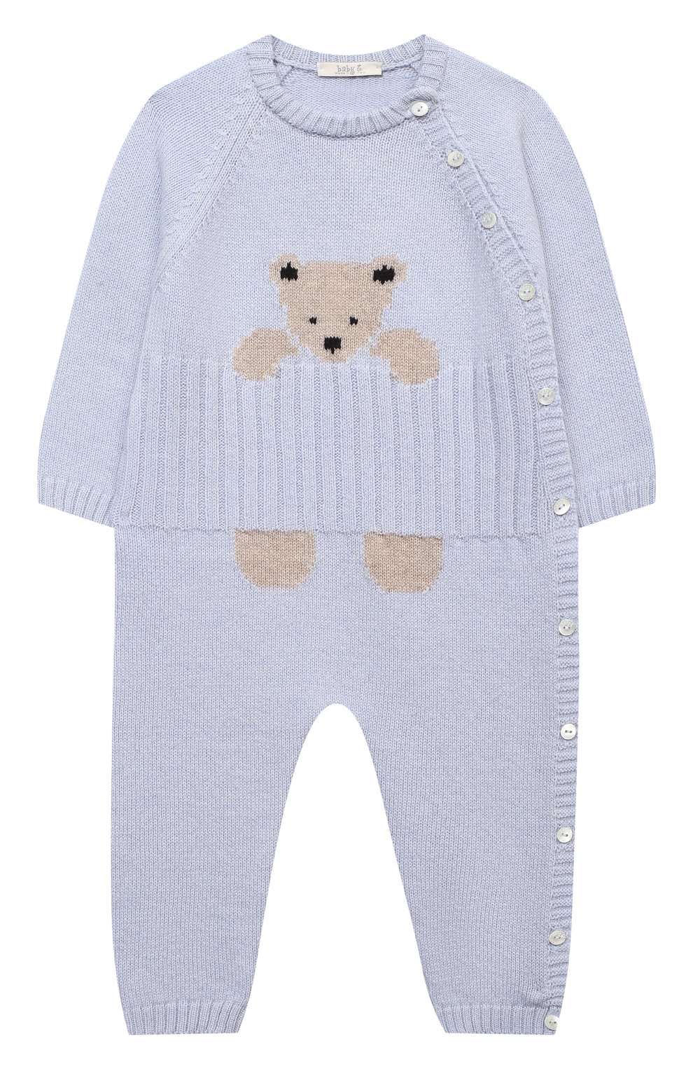 Шерстяной комбинезон BABY T голубого цвета по цене 11150 руб., арт. 20AI061T/1M-12M, фото 1 Шерстяной комбинезон BABY T, арт. 20AI061T/1M-12M, фото 1