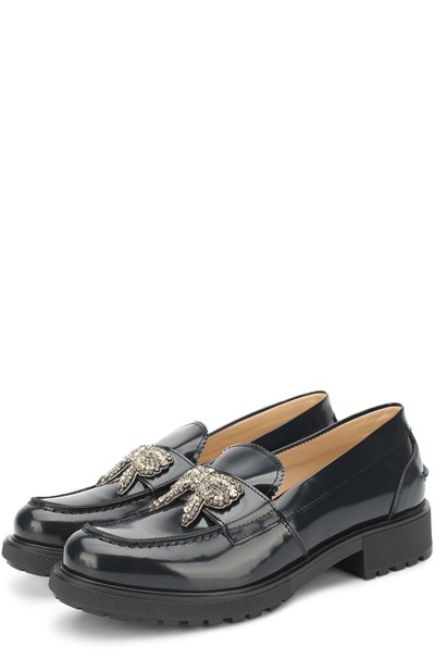 Кожаные лоферы с аппликацией из страз N21, арт. 51434/36-41, фото 1