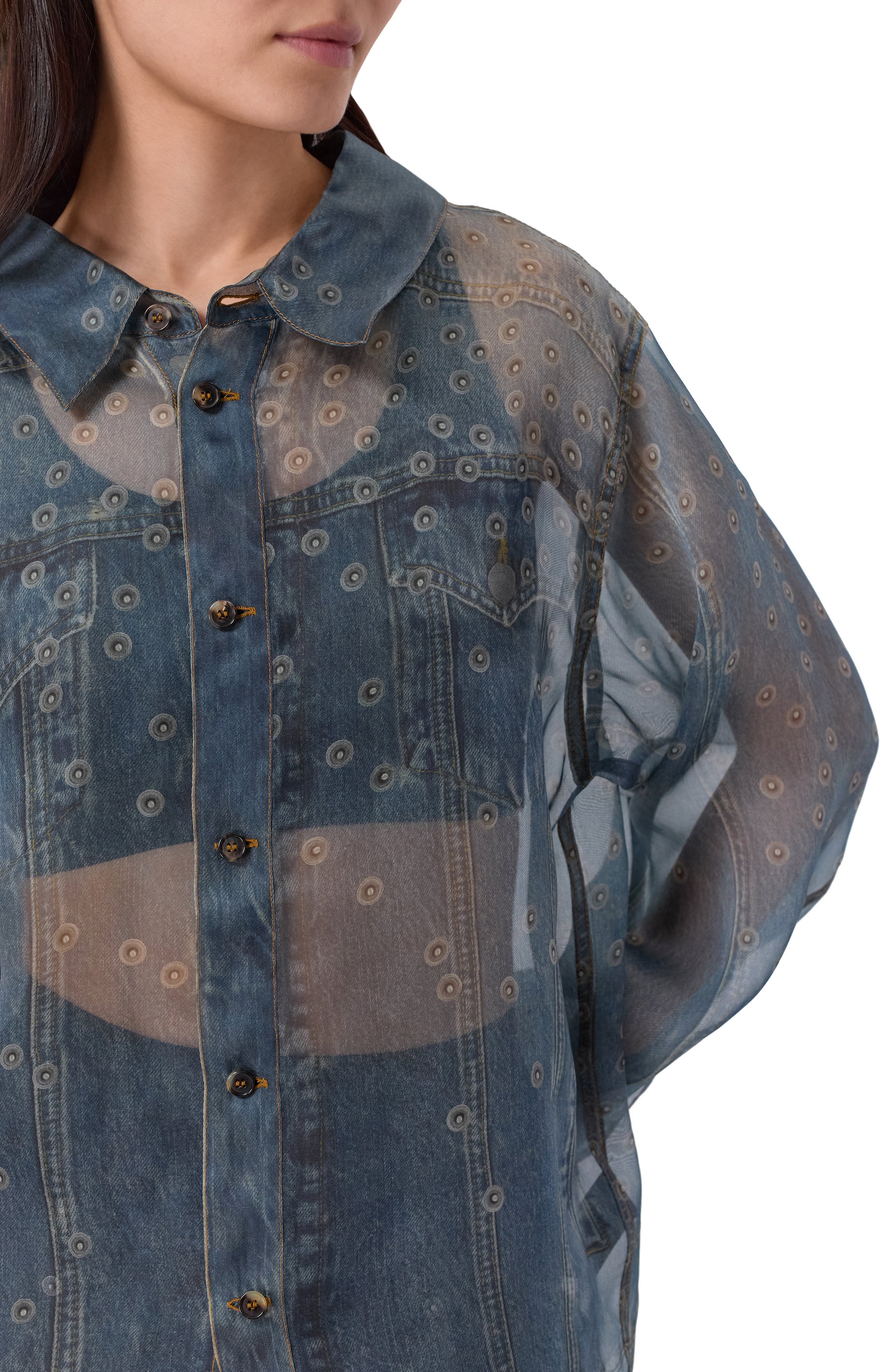 Шелковая рубашка HAIKURE серого цвета по цене 107500 руб., арт. HEW061030R002PR001/MAYA SILK, фото 5 Шелковая рубашка HAIKURE, арт. HEW061030R002PR001/MAYA SILK, фото 5