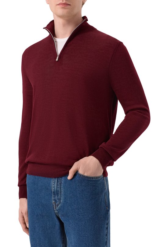 Джемпер из шерсти и шелка Andrea Campagna M5625-5306 Бордовый  M5625-5306 Фото 3