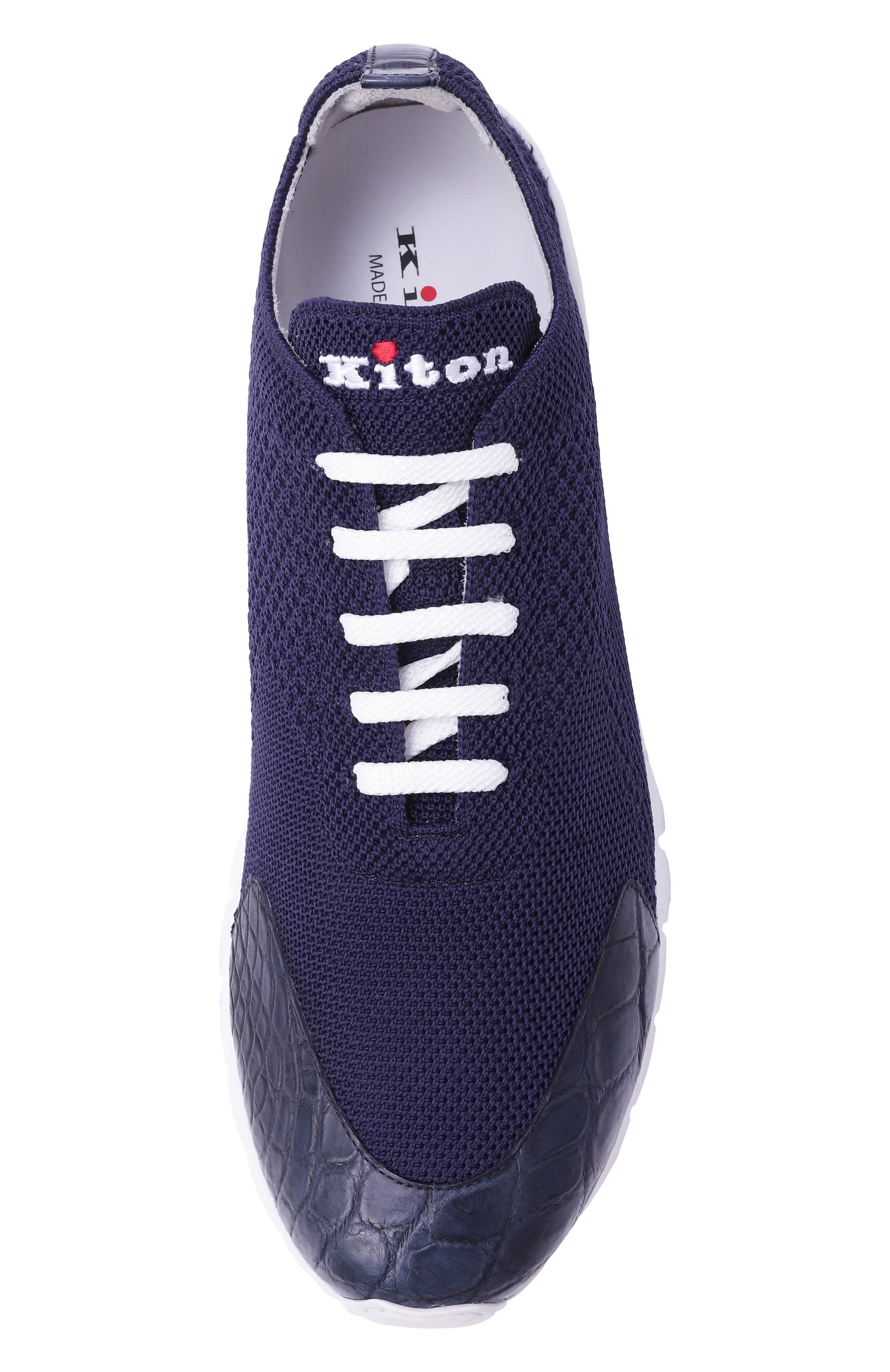 Текстильные кроссовки с отделкой из аллигатора KITON, арт. USSFITSN0134202, фото 6