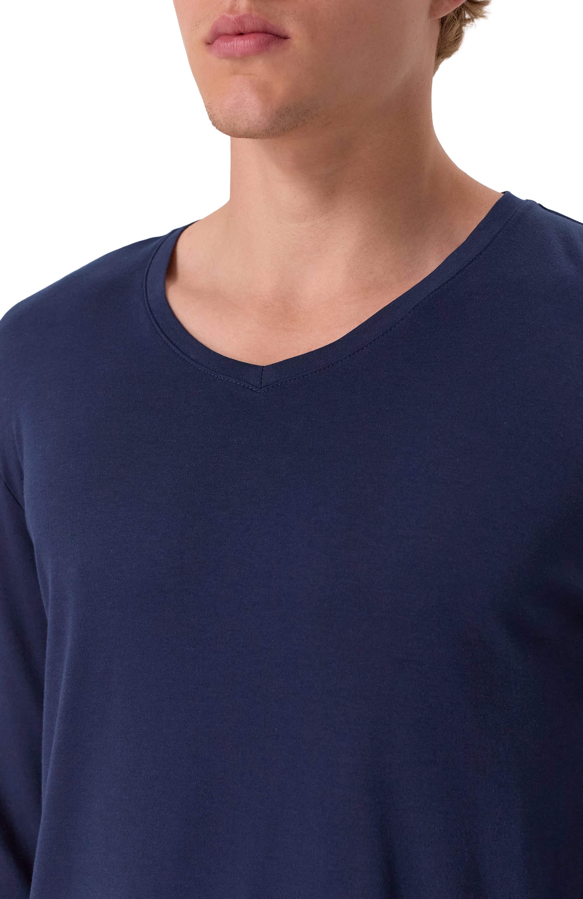 Хлопковая пижама HANRO синего цвета по цене 27700 руб., арт. 075462, фото 8 Хлопковая пижама HANRO, арт. 075462, фото 8