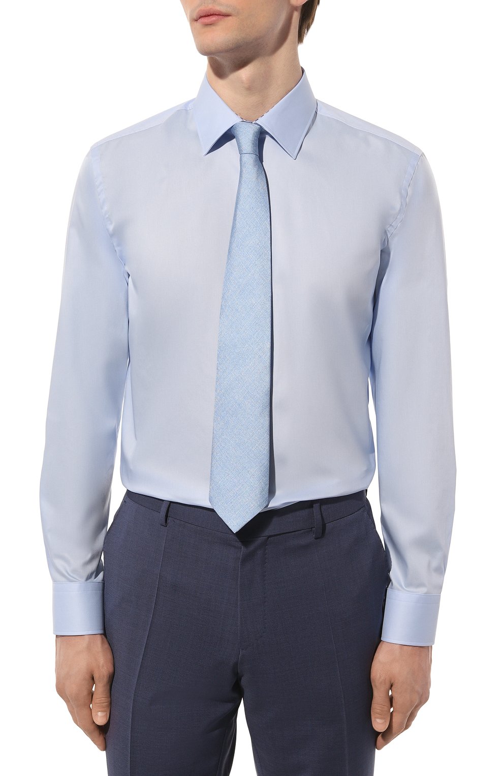Хлопковая сорочка BOSS голубого цвета по цене 11050 руб., арт. 50490514, фото 3 Хлопковая сорочка BOSS, арт. 50490514, фото 3