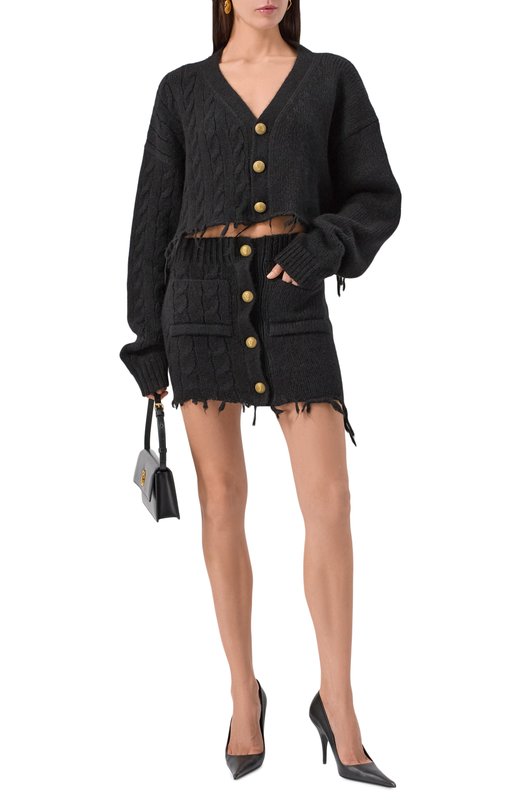Шерстяной кардиган VETEMENTS WA65KN276B/2901 KNIT Чёрный  WA65KN276B/2901 KNIT Фото 2