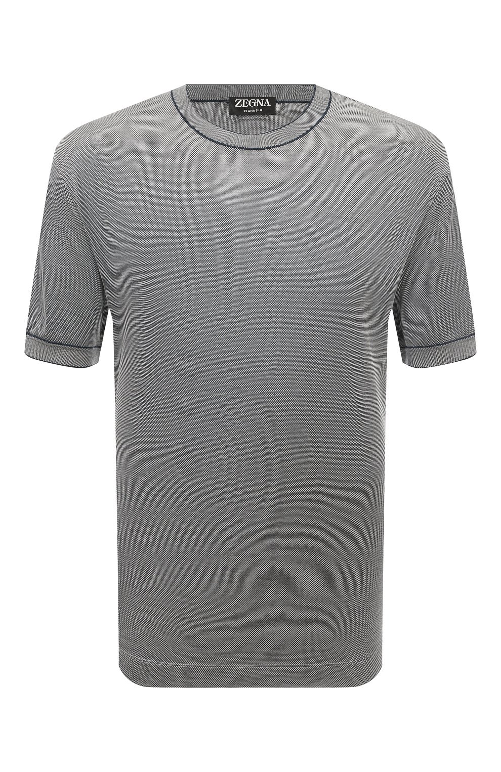 Шелковая футболка ZEGNA серого цвета по цене 123000 руб., арт. UB330A5/B706T05, фото 1 Шелковая футболка ZEGNA, арт. UB330A5/B706T05, фото 1