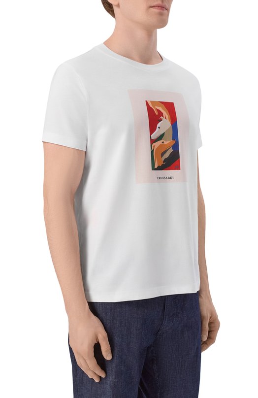 Хлопковая футболка Trussardi G0688000163N Белый  G0688000163N Фото 3