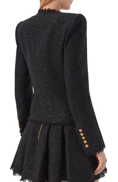 Твидовый жакет BALMAIN черного цвета по цене 315500 руб., арт. HF1SM620/WD65, фото 4 Твидовый жакет BALMAIN, арт. HF1SM620/WD65, фото 4