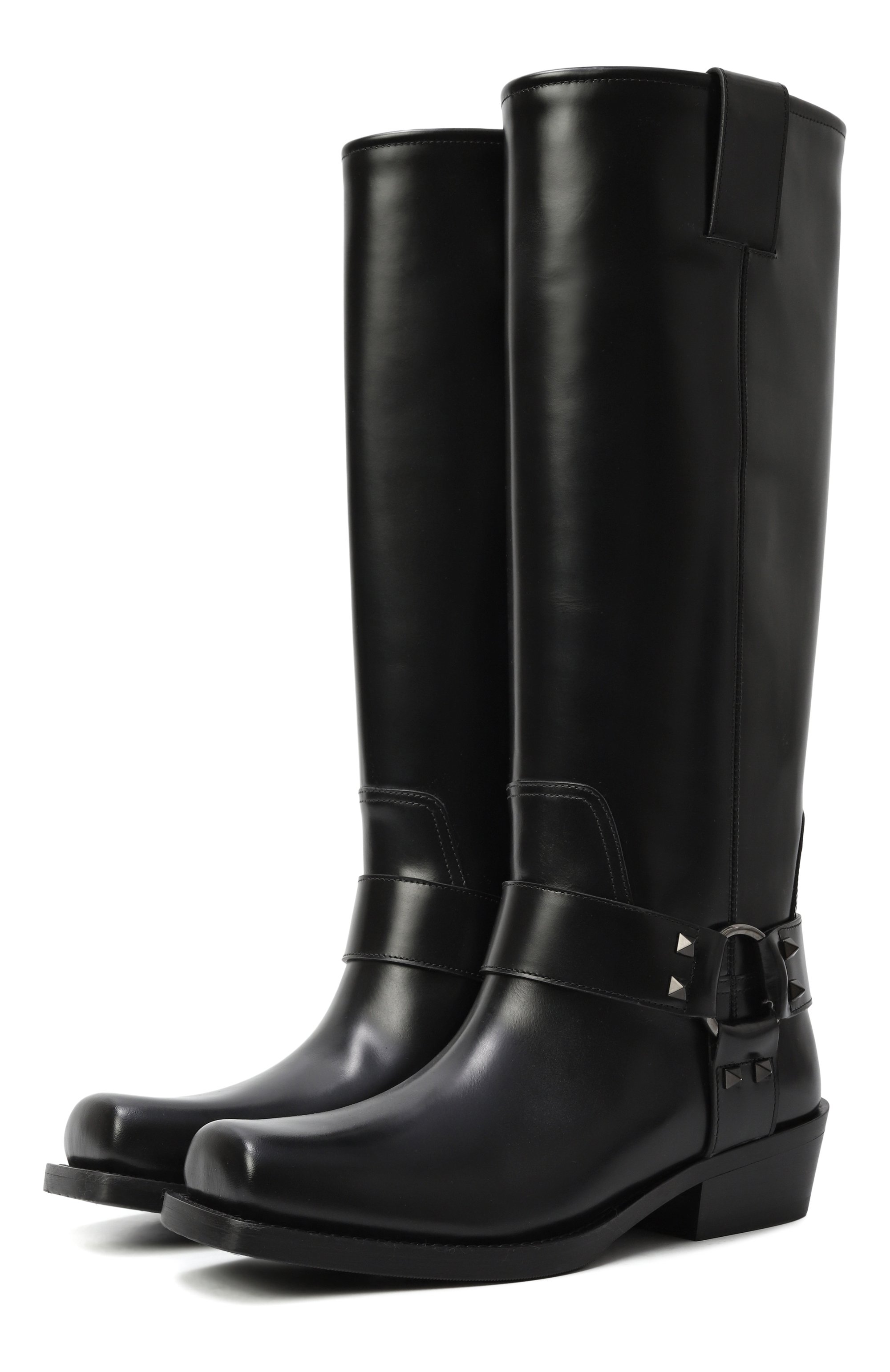 Кожаные сапоги rockstud VALENTINO черного цвета по цене 199500 руб., арт. 5W0S0KV3/NIB, фото 1 Кожаные сапоги rockstud VALENTINO, арт. 5W0S0KV3/NIB, фото 1