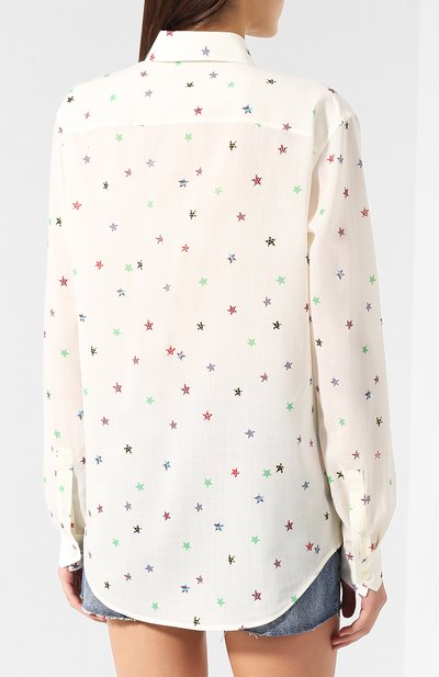 Шерстяная блузка SAINT LAURENT кремового цвета по цене 134500 руб., арт. 512192/Y395U, фото 4 Шерстяная блузка SAINT LAURENT, арт. 512192/Y395U, фото 4