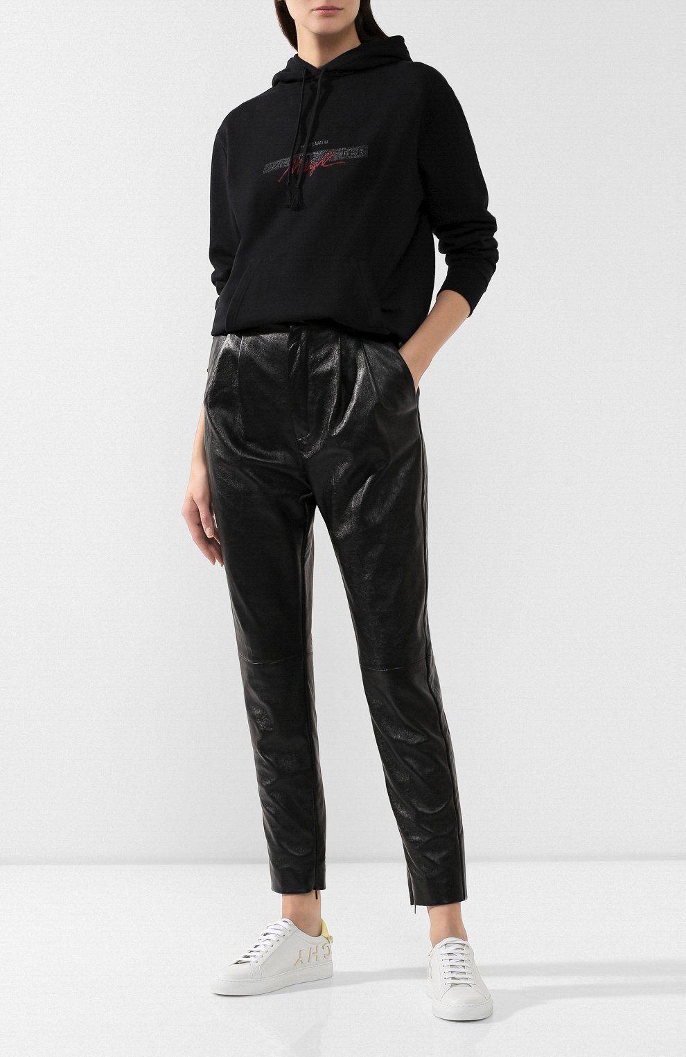 Хлопковое худи SAINT LAURENT красного цвета по цене 89600 руб., арт. 590388/YBM02, фото 2 Хлопковое худи SAINT LAURENT, арт. 590388/YBM02, фото 2