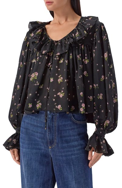 Шелковая блузка CHLOÉ черного цвета по цене 244500 руб., арт. CH25AHT27481, фото 3 Шелковая блузка CHLOÉ, арт. CH25AHT27481, фото 3