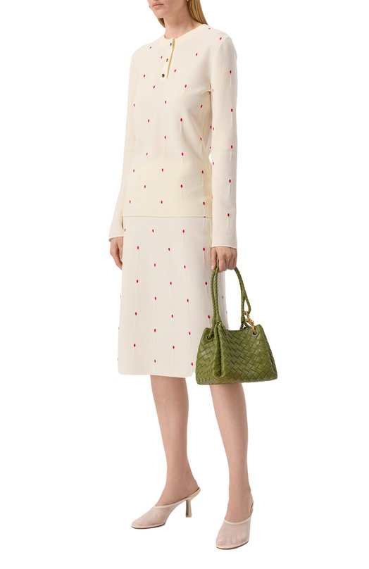 Хлопковый пуловер Bottega Veneta 824241/V5BG0 Кремовый  824241/V5BG0 Фото 2