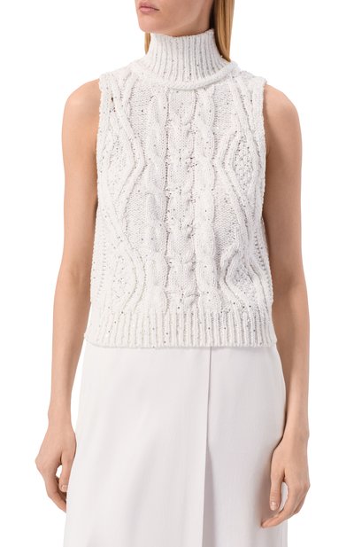 Хлопковый топ с отделкой пайетками LORENA ANTONIAZZI, арт. P26140MJ08A/2905, фото 3