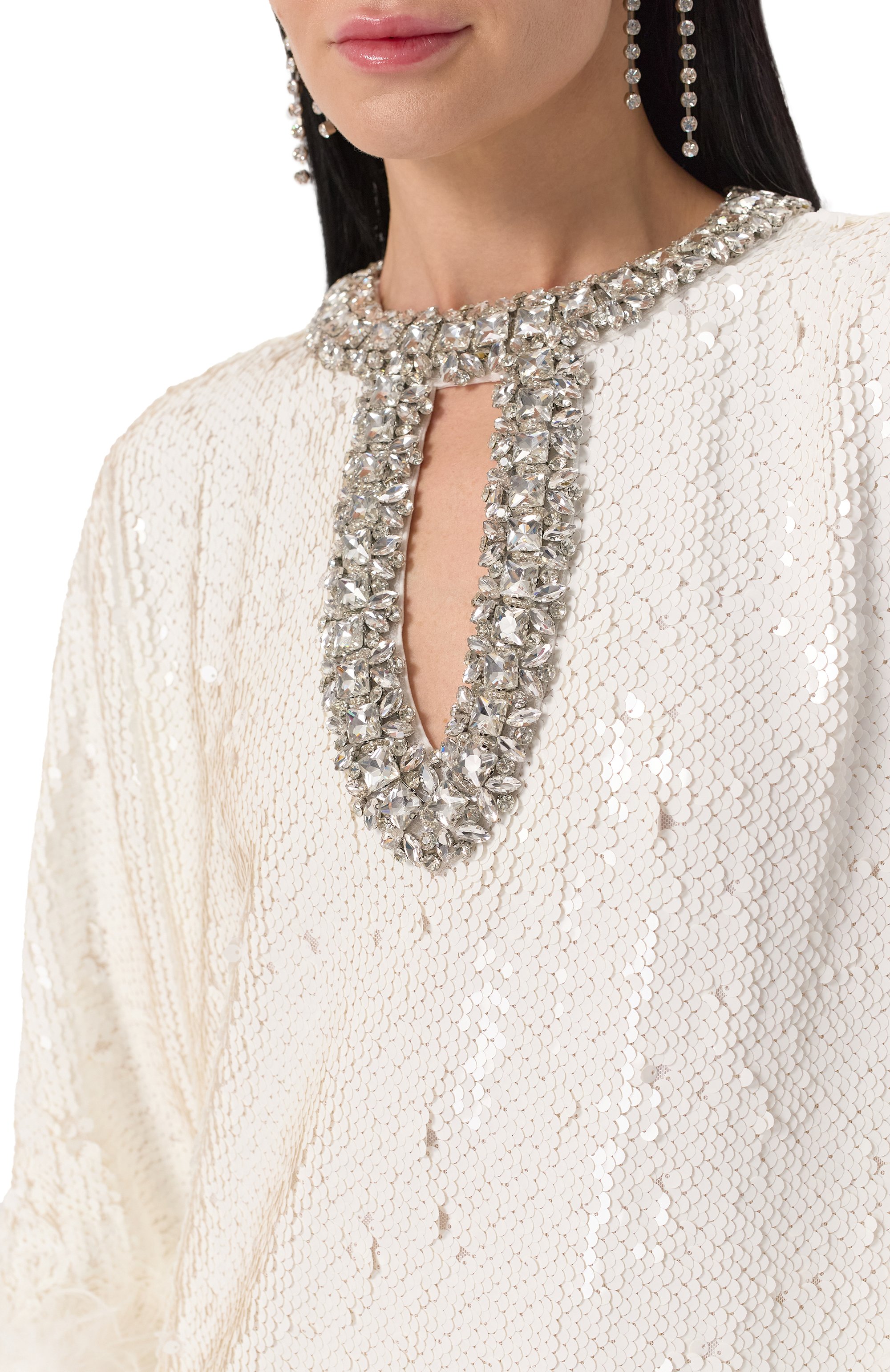 Платье с отделкой пайетками SELF-PORTRAIT, арт. RS25-301X-W, фото 5