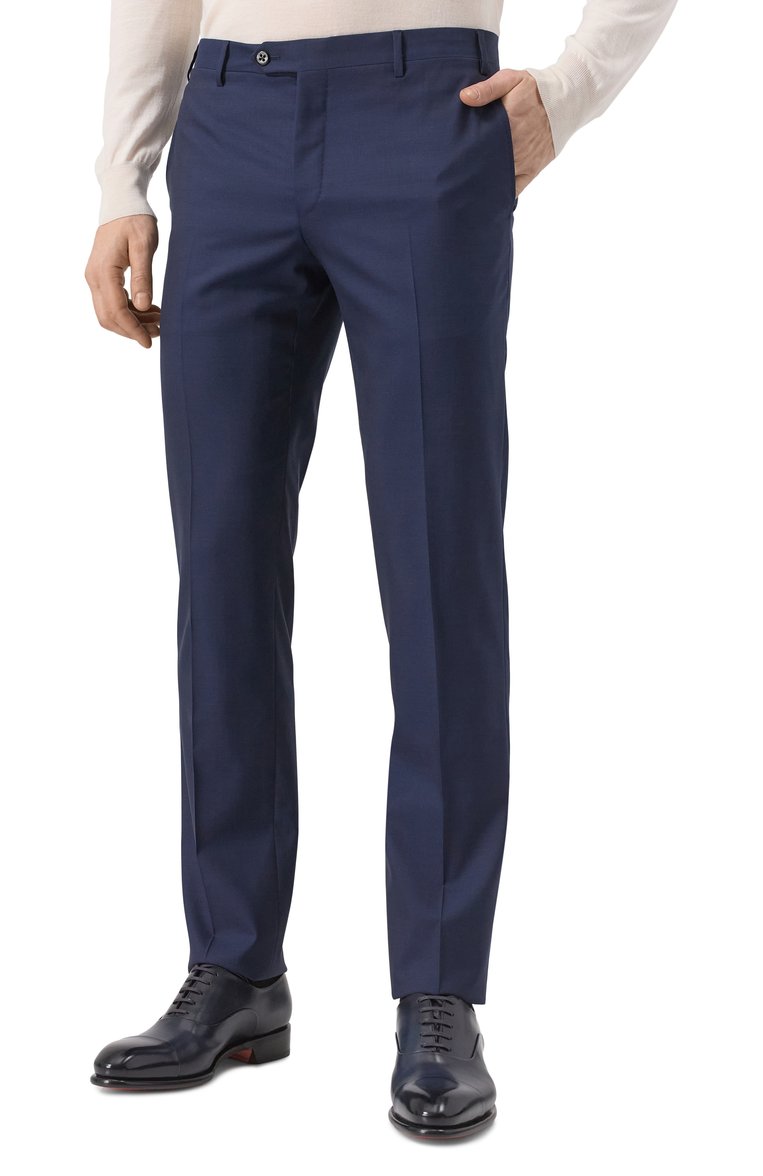 Мужской шерстяной костюм CORNELIANI темно-синего цвета, арт. 256005-2518414_SET | Фото 6 (Рукава: Длинные; Материал внешний: Шерсть; Стили: Кэжуэл, Классический; Костюмы М: Однобортный)