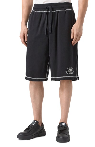 Хлопковые шорты DOLCE & GABBANA черного цвета по цене 67400 руб., арт. GP08BZ/G7N0N, фото 3 Хлопковые шорты DOLCE & GABBANA, арт. GP08BZ/G7N0N, фото 3