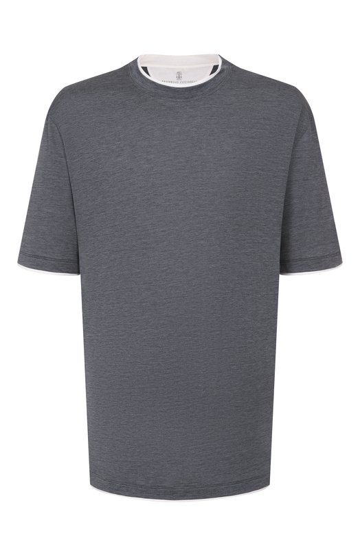 Футболка из шелка и хлопка Brunello Cucinelli MD8217427 Серый MD8217427
