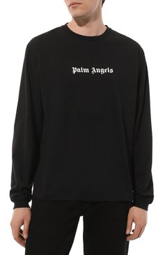 Мужская хлопковый лонгслив PALM ANGELS черного цвета, арт. PMAB046F23JER0021001 | Фото 3 (Рукава: Длинные; Длина (для топов): Стандартные; Принт: С принтом; Материал сплава: Проставлено; Материал внешний: Хлопок; Стили: Спорт-шик; Драгоценные камни: Проставлено)