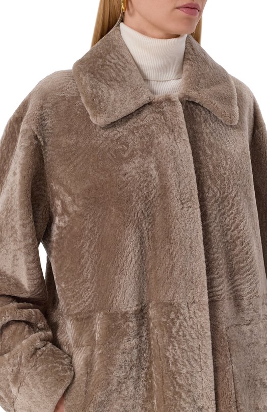 Двусторонняя дубленка из овчины manzoni24 25M1115-S23N/48-50 Бежевый  25M1115-S23N/48-50 Фото 5