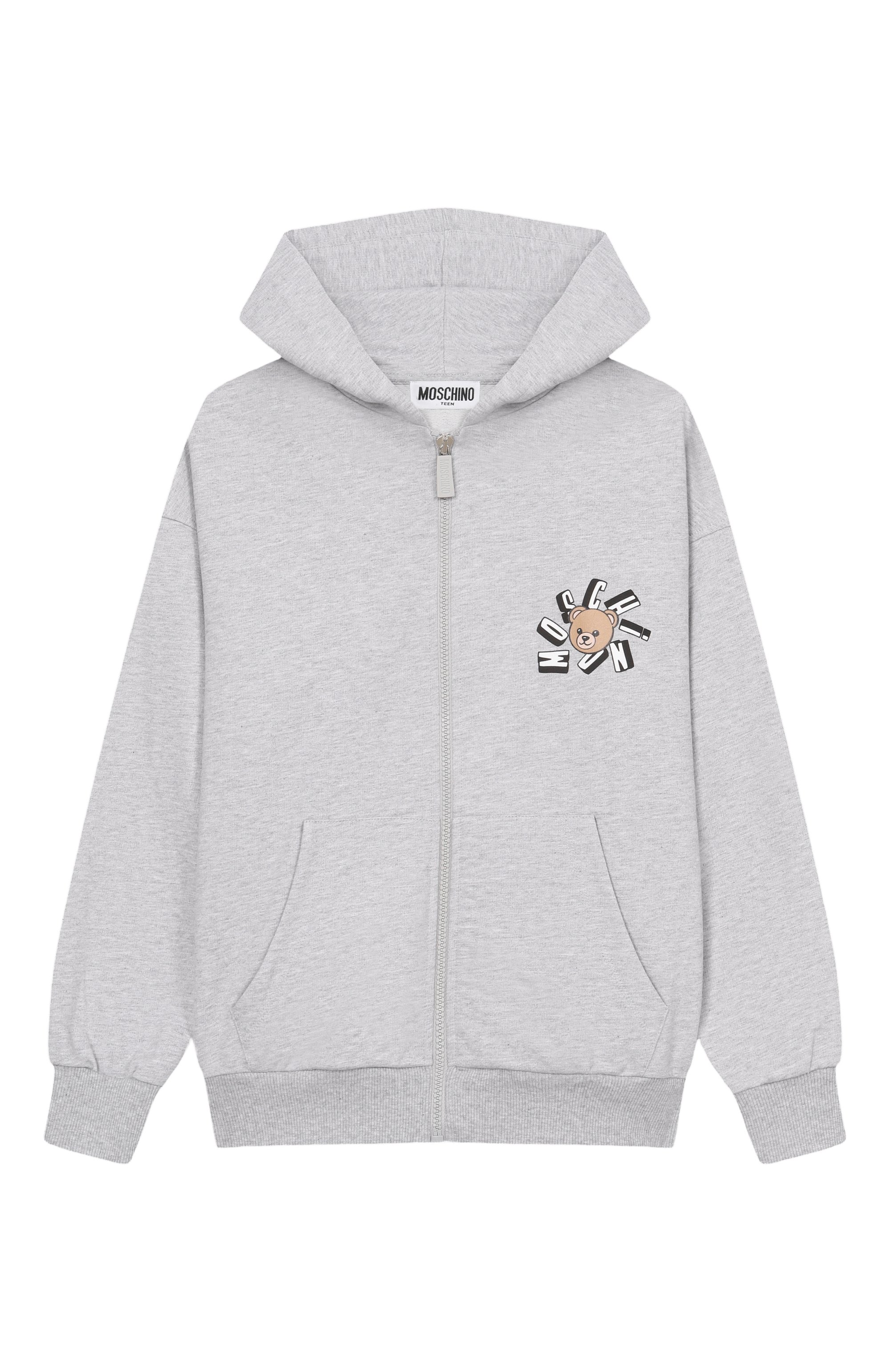 Костюм из толстовки и брюк MOSCHINO светло-серого цвета по цене 28450 руб., арт. HUK04H/LCA19_001, фото 2 Костюм из толстовки и брюк MOSCHINO, арт. HUK04H/LCA19_001, фото 2