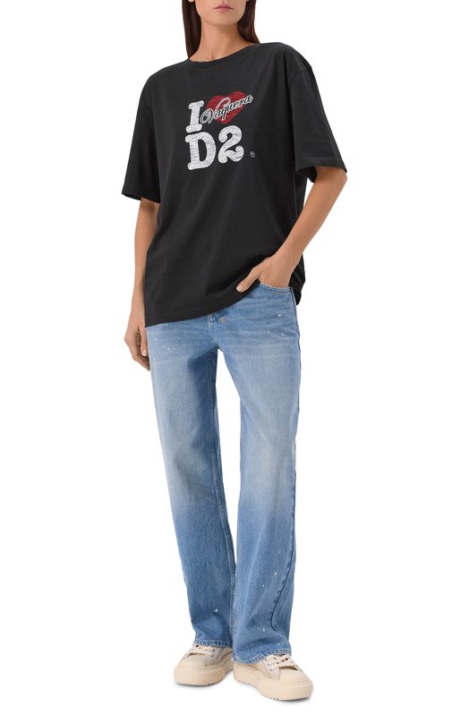 Хлопковая футболка Dsquared2 S72GD0594/D20020 Чёрный  S72GD0594/D20020 Фото 2