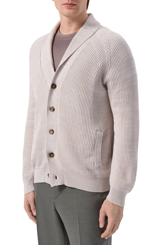 Хлопковый кардиган Canali C1182/MK02469 Бежевый  C1182/MK02469 Фото 3