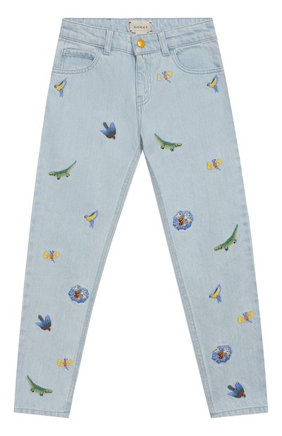 Джинсы с вышивкой GUCCI синего цвета по цене 49750 руб., арт. 551315/XDAGJ, фото 1 Джинсы с вышивкой GUCCI, арт. 551315/XDAGJ, фото 1