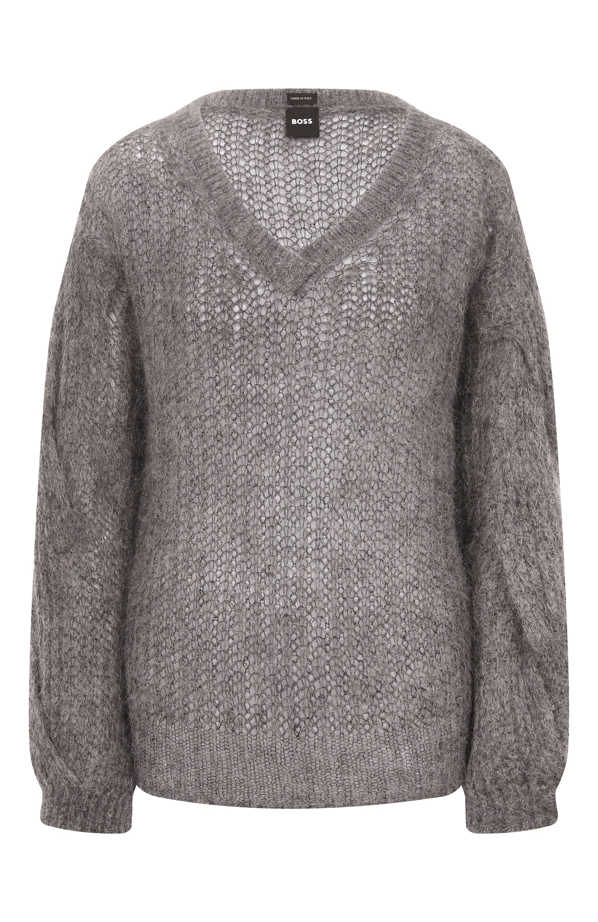 Свитер из шерсти и вискозы BOSS серого цвета по цене 33550 руб., арт. 50547926, фото 1 Свитер из шерсти и вискозы BOSS, арт. 50547926, фото 1
