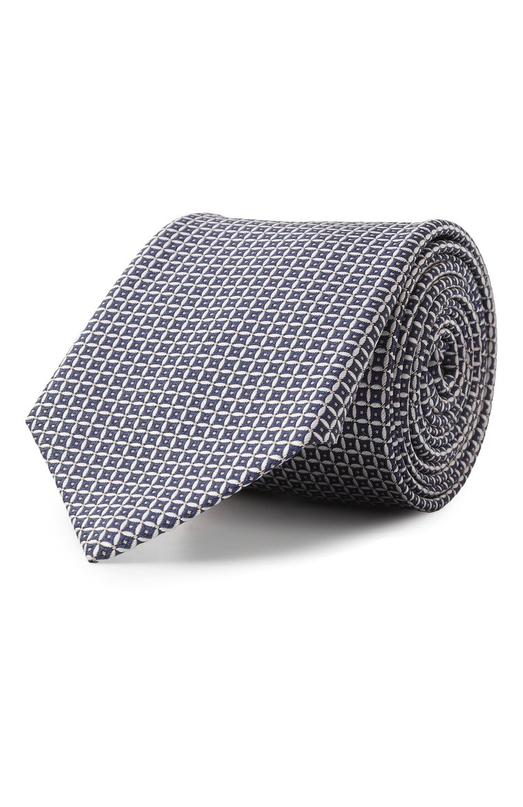 Мужской шелковый галстук GIORGIO ARMANI синего цвета, арт. GM000800/TE13660 | Фото 1 (Нос: Не проставлено; Материал: Шелк, Текстиль; Принт: С принтом)