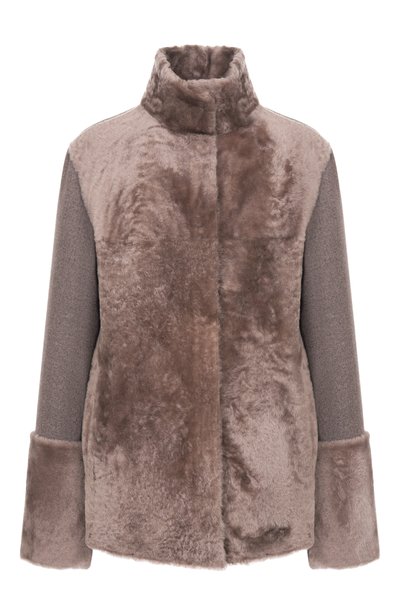 Женская комбинированная дубленка из овчины MVST, арт. M26.CFW.L474.1/MERINILL0 ASTRAGAN 12835+PIACENZA 7
