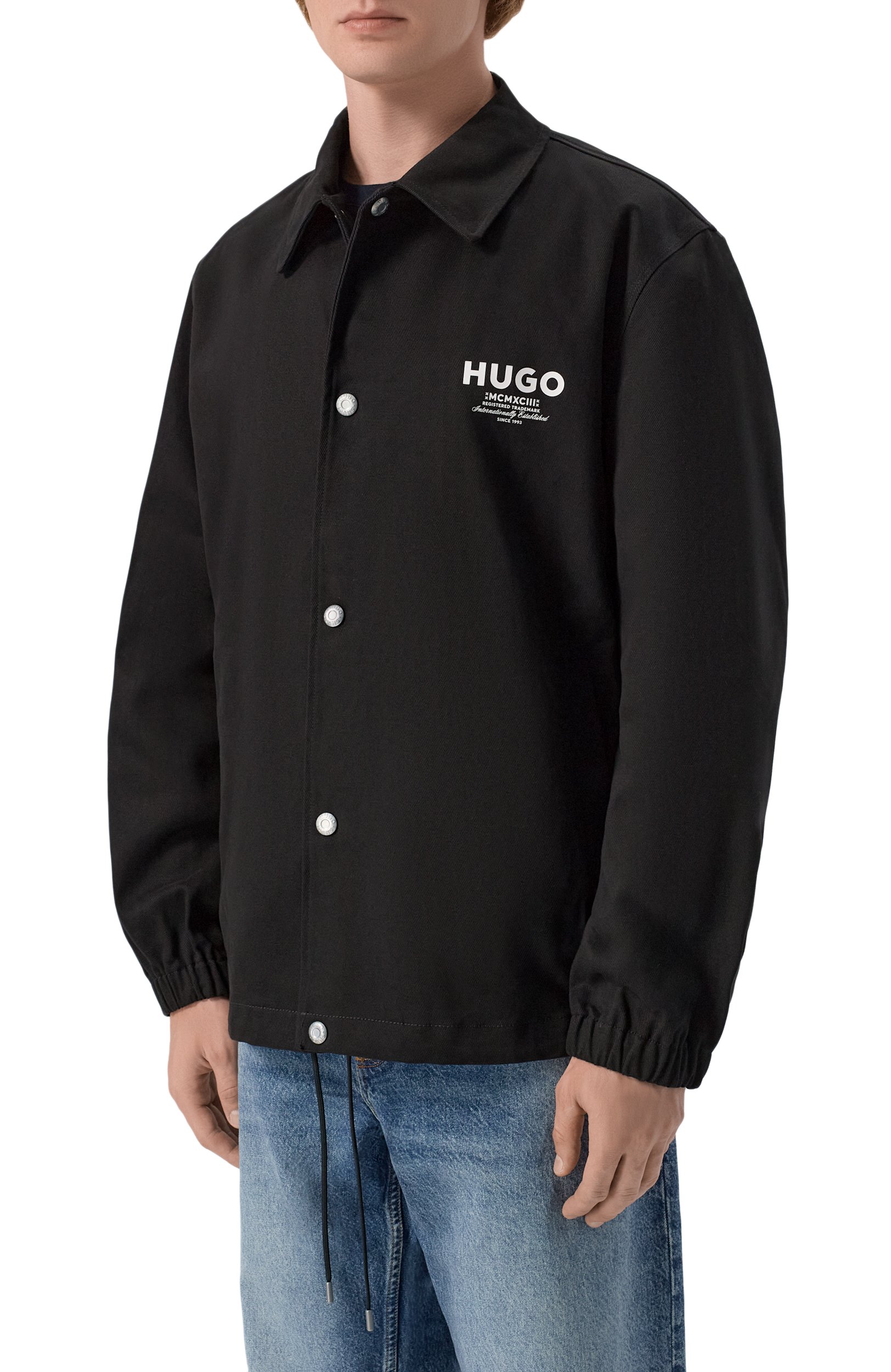 Хлопковая куртка-рубашка HUGO BLUE черного цвета по цене 24650 руб., арт. 50563933, фото 3 Хлопковая куртка-рубашка HUGO BLUE, арт. 50563933, фото 3