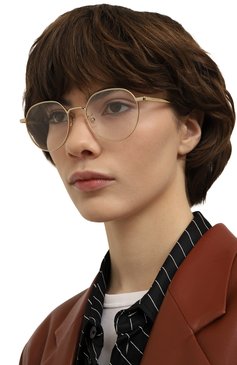 Женские оправа SAINT LAURENT золотого цвета, арт. SL 647/F 003 | Фото 2 (Нос: Не проставлено; Региональные ограничения белый список (Axapta Mercury): Не проставлено; Материал: Металл; Кросс-КТ: Оправы-унисекс; Тип очков: Оправа; Очки форма: Круглые; Оптика Гендер: оптика-унисекс)