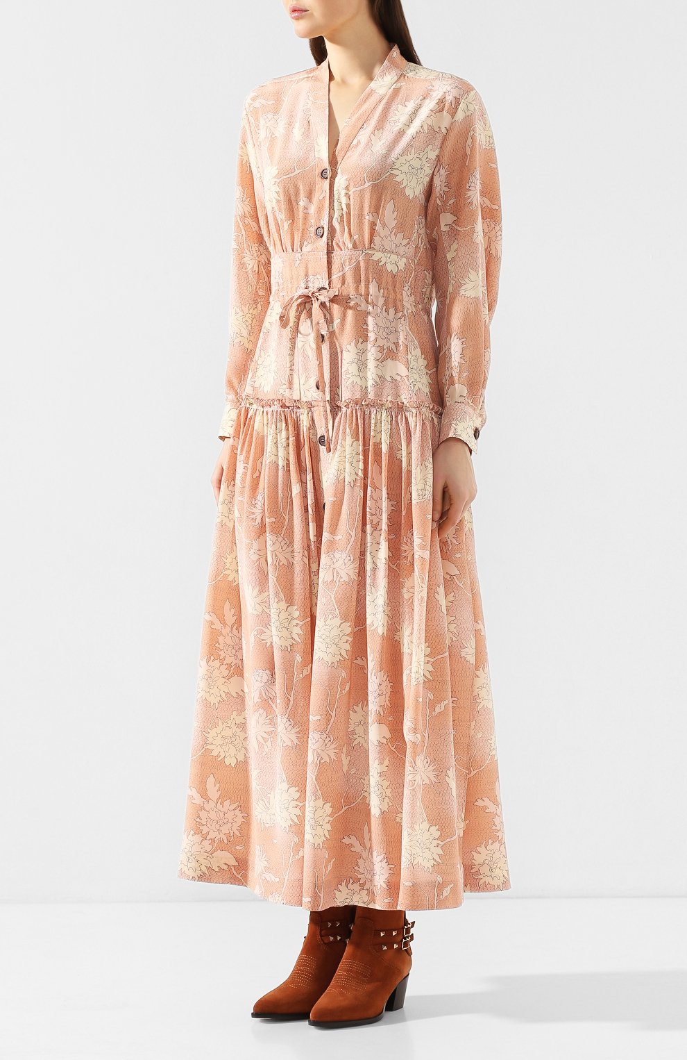 Шелковое платье CHLOÉ розового цвета по цене 351000 руб., арт. CHC20SR024330, фото 3 Шелковое платье CHLOÉ, арт. CHC20SR024330, фото 3