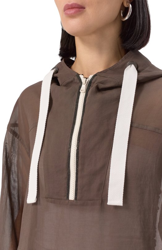 Хлопковый анорак Brunello Cucinelli MH9117780 Коричневый  MH9117780 Фото 5
