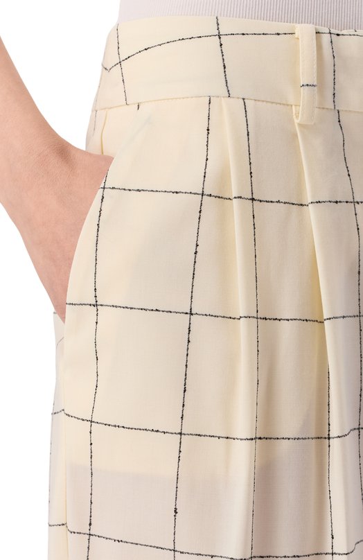 Шерстяные брюки Erika Cavallini P6SM04 Кремовый  P6SM04 Фото 5
