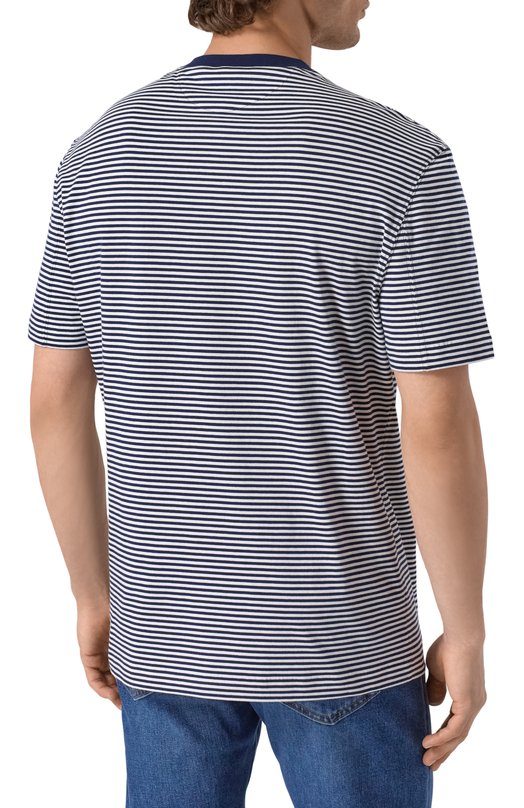 Хлопковая футболка Brunello Cucinelli MR8211359P Синий  MR8211359P Фото 4
