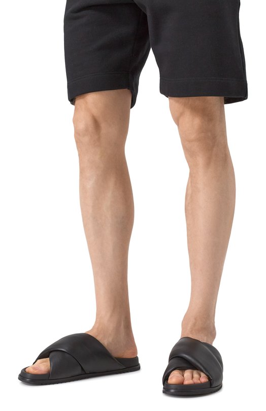 Кожаные шлепанцы Rick Owens RU01E5800/LLP Чёрный  RU01E5800/LLP Фото 3