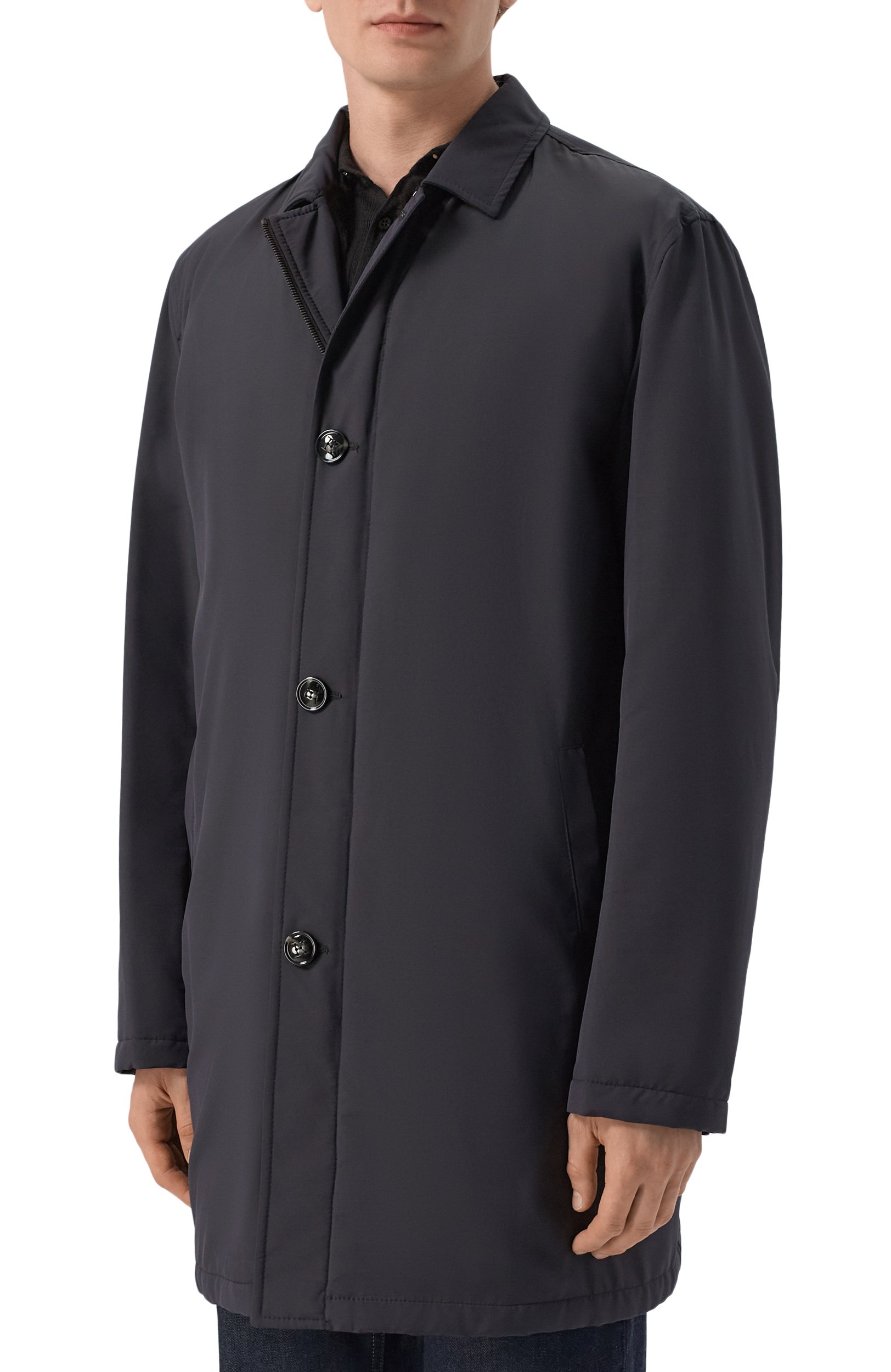 Плащ с подкладкой из овчины KITON темно-синего цвета по цене 1595000 руб., арт. UW1932AV0403F21, фото 3 Плащ с подкладкой из овчины KITON, арт. UW1932AV0403F21, фото 3