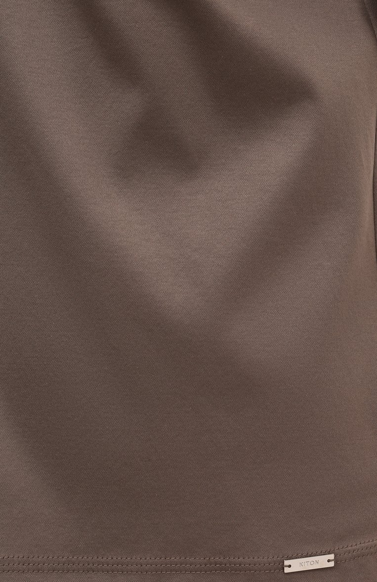 Женская хлопковая футболка KITON серого цвета, арт. D53450H08051 | Фото 6 (Длина (для топов): Стандартные; Рукава: Короткие; Материал внешний: Хлопок; Принт: Без принта; Стили: Кэжуэл)