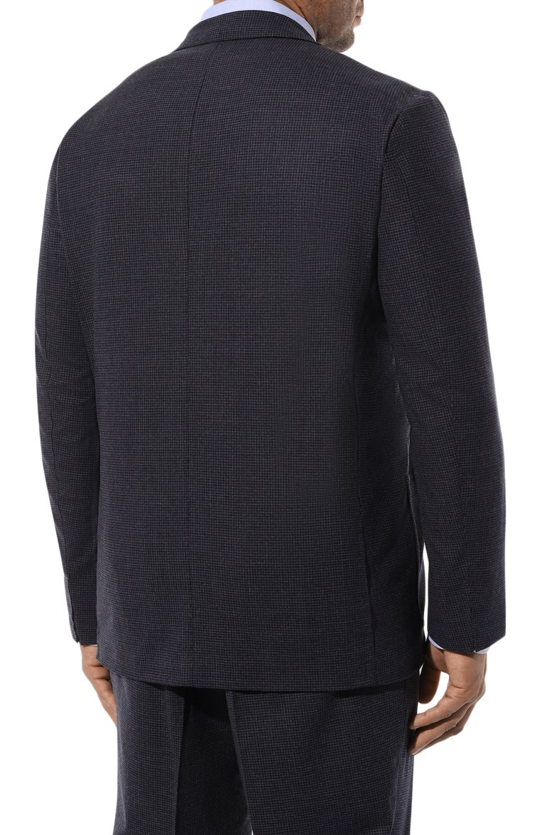 Мужской шерстяной костюм SARTORIO темно-синего цвета, арт. SG2200_SPN2/S0670702/62-68 | Фото 3 (Рукава: Длинные; Материал подклада: Купро; Материал внешний: Шерсть; Стили: Классический; Костюмы М: Однобортный; Big sizes: Big Sizes)