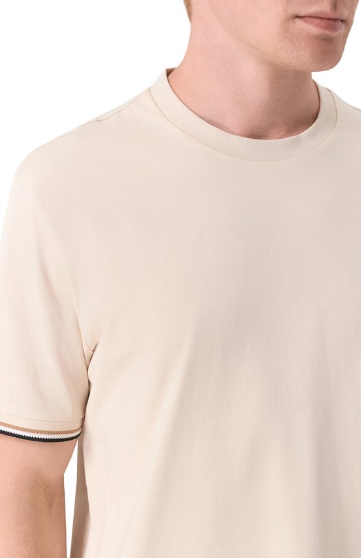 Хлопковая футболка BOSS 50501097 Кремовый  50501097 Фото 5