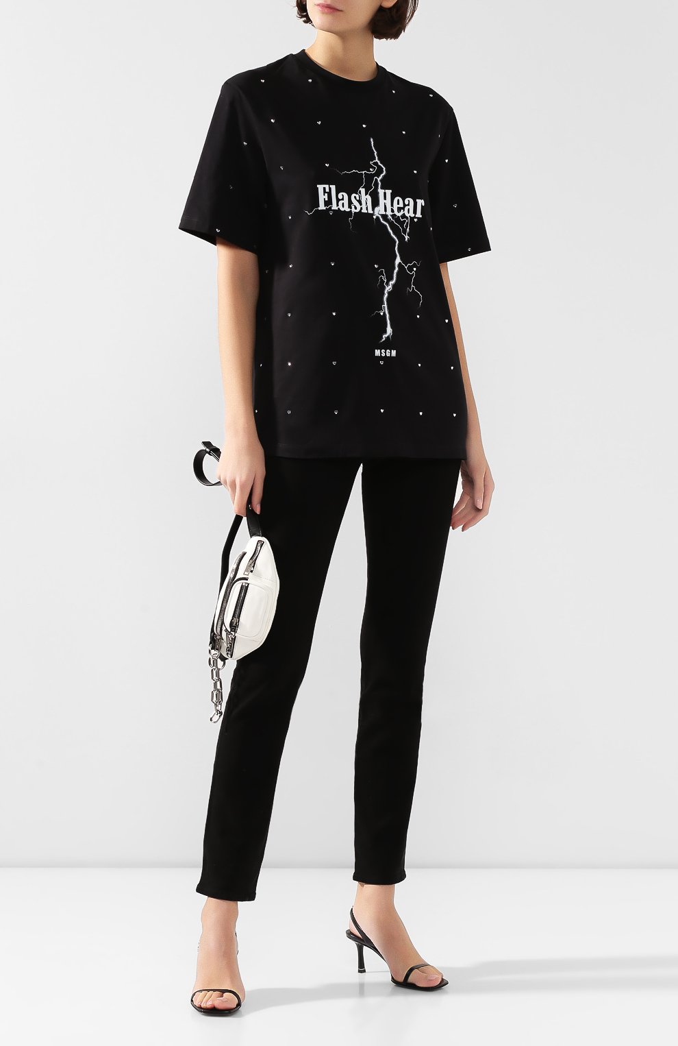 Хлопковая футболка MSGM черного цвета по цене 31200 руб., арт. 2742MDM276 195797, фото 2 Хлопковая футболка MSGM, арт. 2742MDM276 195797, фото 2