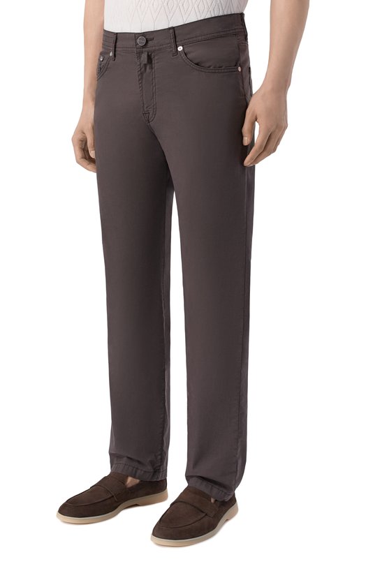 Брюки из хлопка и лиоцелла Kiton UPNJS1K0610H Коричневый  UPNJS1K0610H Фото 3